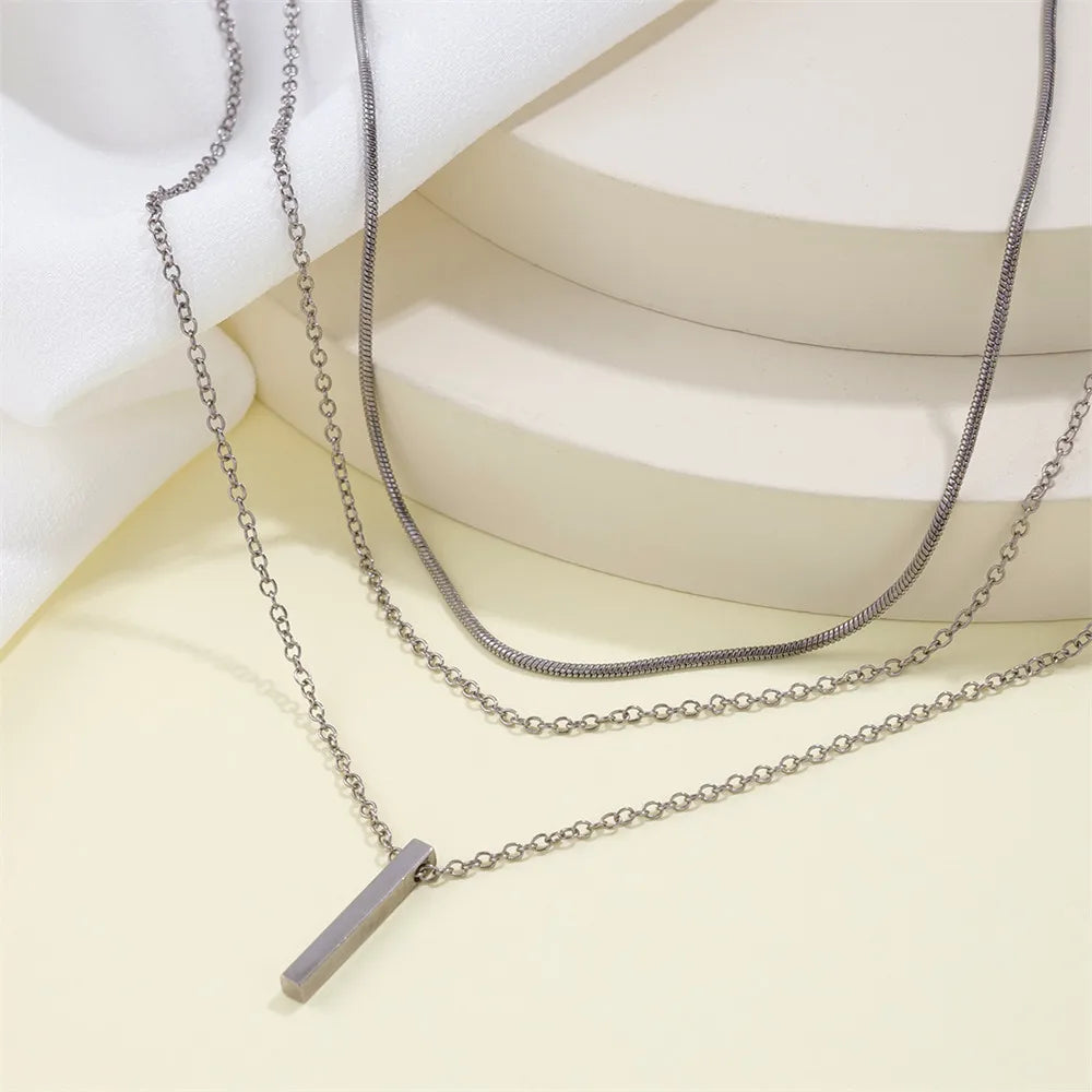 Vintage Layered Metal Bar Necklace