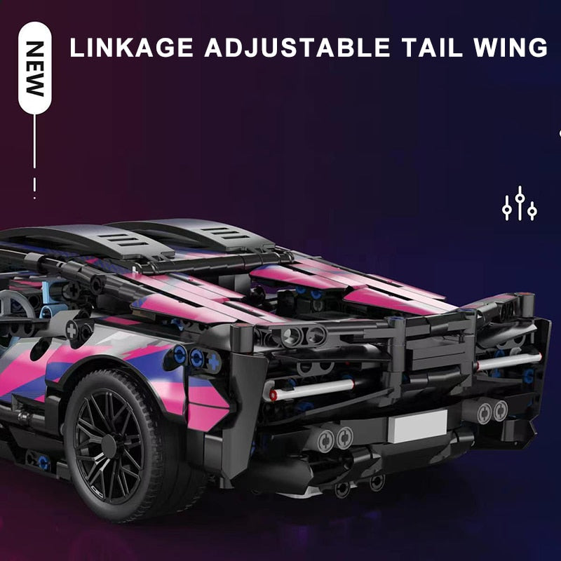 Black Purple Lamborghinised Sian Sport Car Building Blocks - BestShop