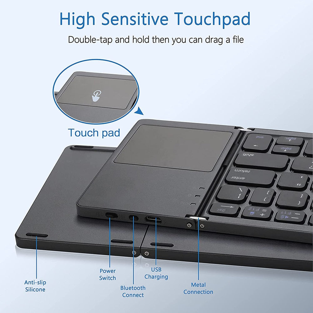 Portable Mini Three Folding Bluetooth Keyboard - BestShop