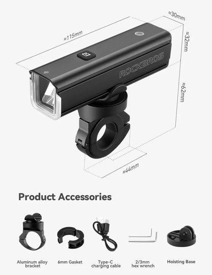 Luz delantera para bicicleta ROCKBROS de 5000 mAh 