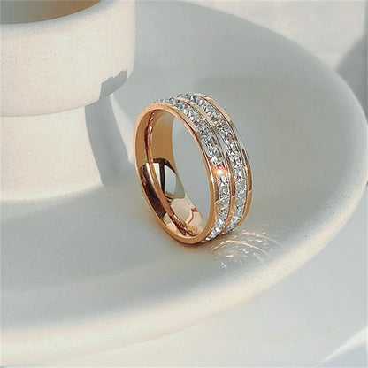 Luxury Double Rowed Square Zircon Ring