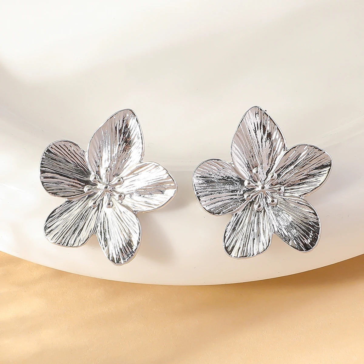 Fashion Trendy Stainless Steel Flower Earrings