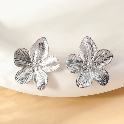 Fashion Trendy Stainless Steel Flower Earrings