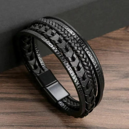 Multi-Layered Vintage Leather Bracelet