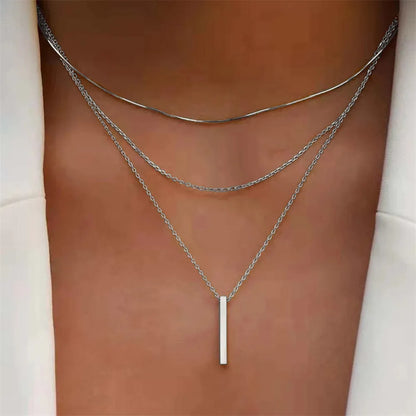 Vintage Layered Metal Bar Necklace