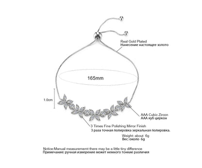 Classic Shiny Clear Zircon Flowers Adjustable Bracelets