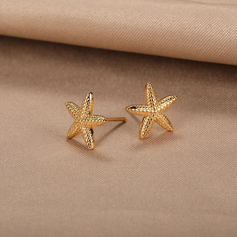 Vintage Summer Starfish Stud Earrings