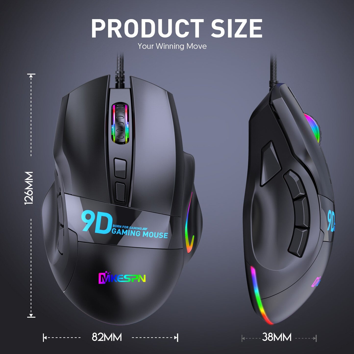 12000DPI Macro RGB Gaming Mouse 9 Programmable Keys - BestShop