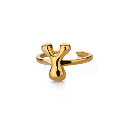 Gold Color Cute Bubble Letters Rings