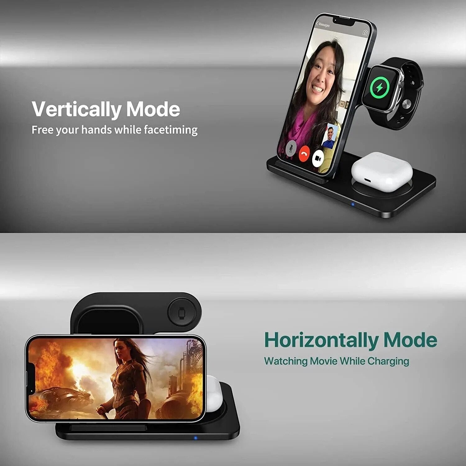3 in 1 Wireless Charger Stand Pad Fast Charging Station Dock - BestShop