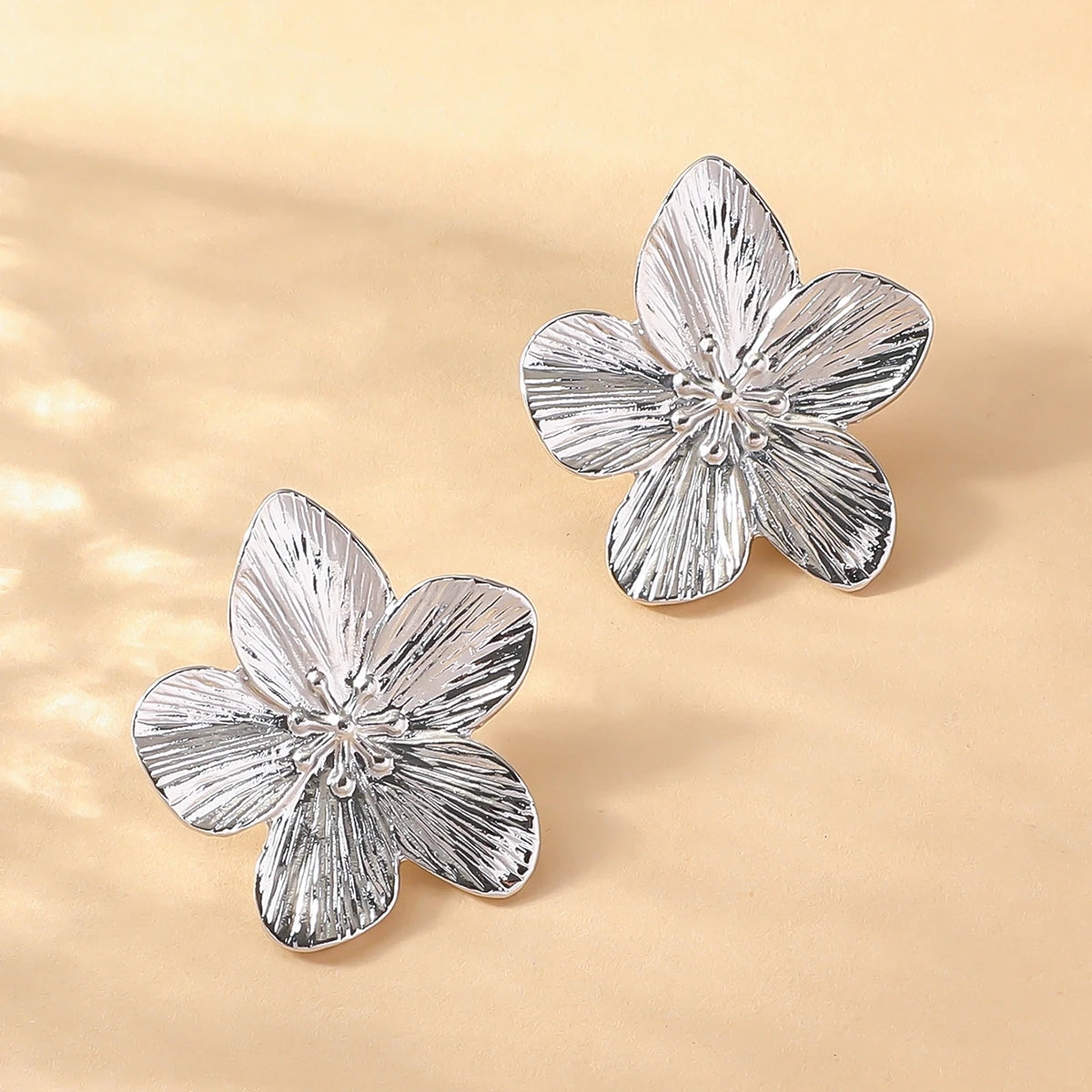 Fashion Trendy Stainless Steel Flower Earrings
