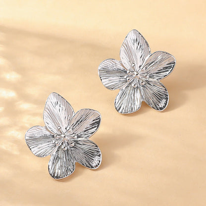 Fashion Trendy Stainless Steel Flower Earrings