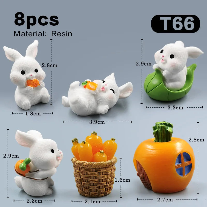 Figurine de lapin mignon de Pâques 2025, bricolage, paysage, maison, kawaii, décoration de chambre, miniature, jardin de fées, accessoires de décoration modernes 