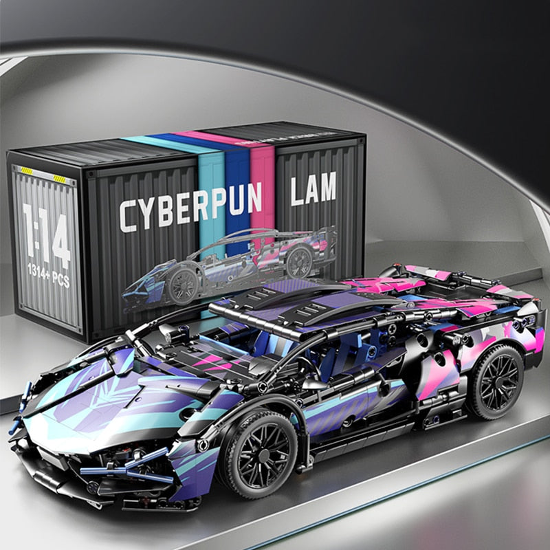 Black Purple Lamborghinised Sian Sport Car Building Blocks - BestShop