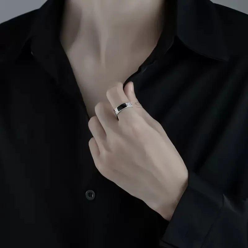 925 Sterling Silver Black Stone Ring