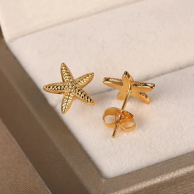 Vintage Summer Starfish Stud Earrings