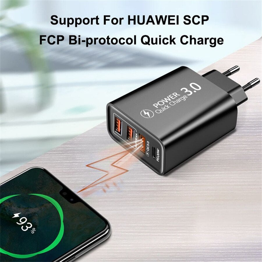USB Wall Charger Block 4 Port PD QC Fast Power Adapter - BestShop