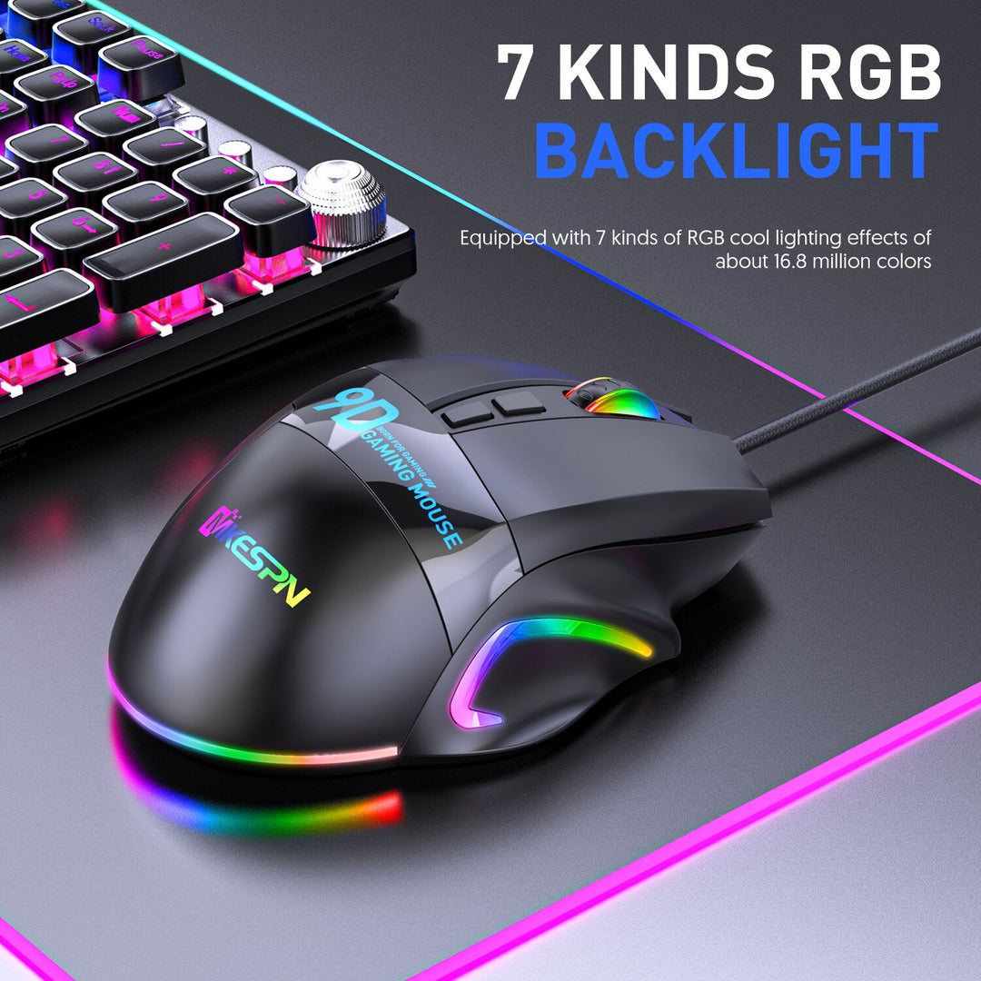 12000DPI Macro RGB Gaming Mouse 9 Programmable Keys - BestShop