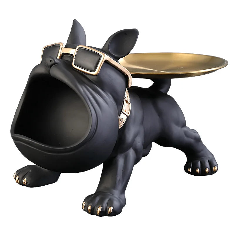 Bulldog Figurine Dog Statue Storage Box
