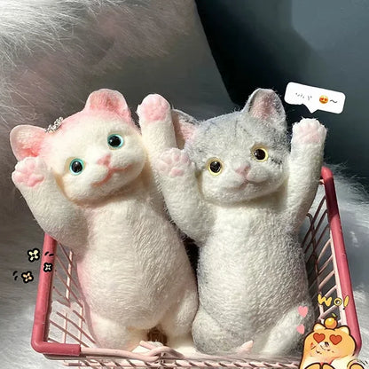 Squishy Cute Flocking Cat Stress Relief Toy