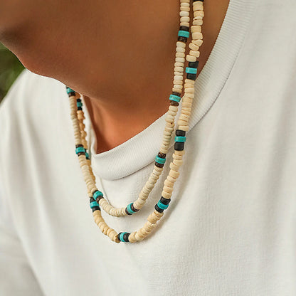 Summer Beach Wooden Beaded Surfer Necklace
