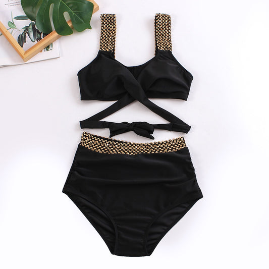 2023 Black Cross High Waist Bikini - BestShop