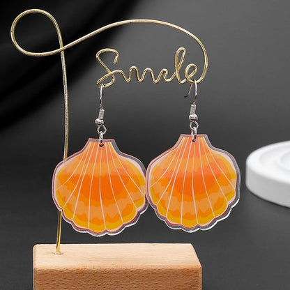 Geometric Round Blue Waves Acrylic Earrings