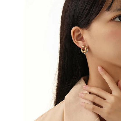 Two-wear Irregular Gold Sliver Colors Circles Earring