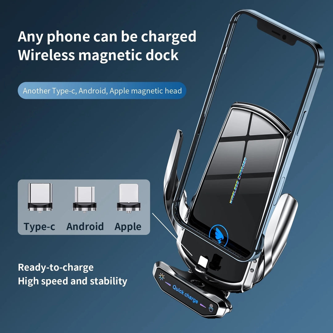 Wireless Charger Car Phone Holder Stand 15W Fast Charging - BestShop