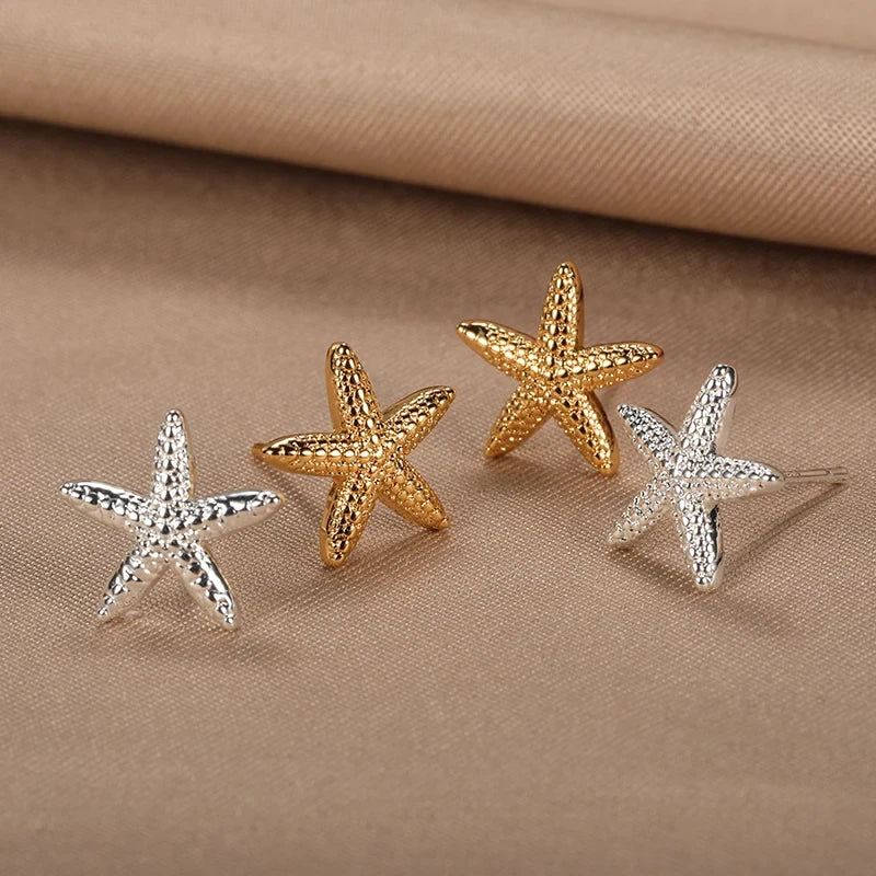 Vintage Summer Starfish Stud Earrings