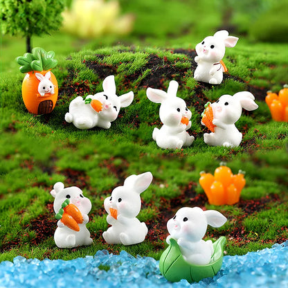 Figurine de lapin mignon de Pâques 2025, bricolage, paysage, maison, kawaii, décoration de chambre, miniature, jardin de fées, accessoires de décoration modernes 