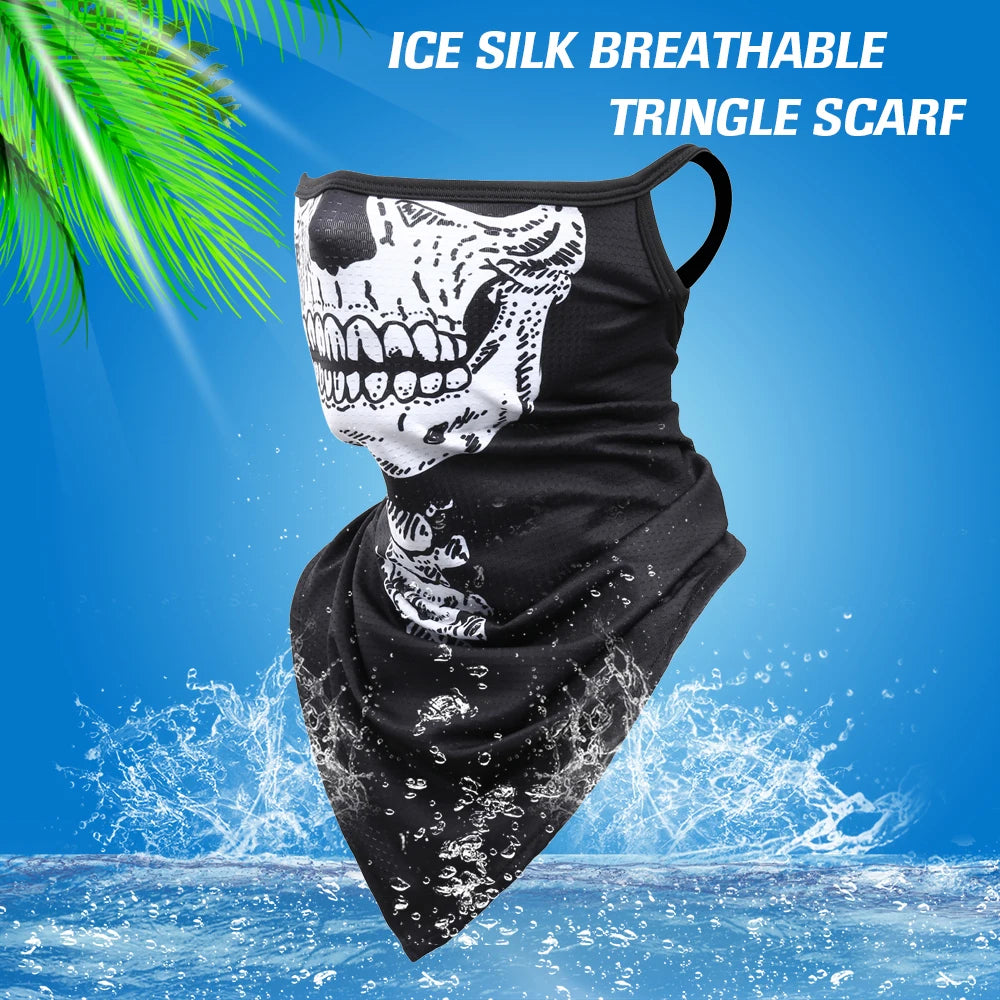 3D Skull Summer Hanging Ear Triangle Scarf