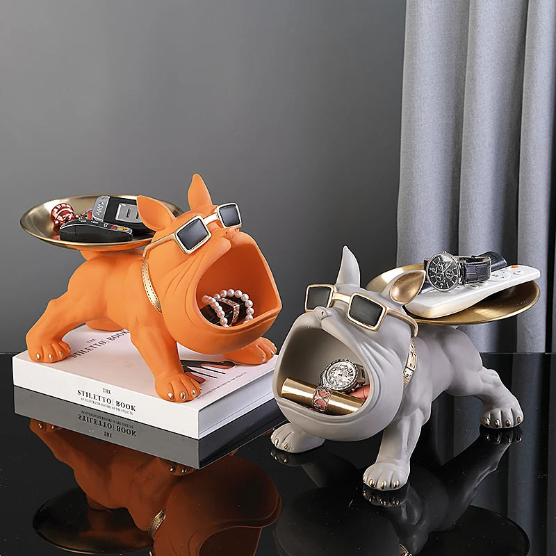 Bulldog Figurine Dog Statue Storage Box