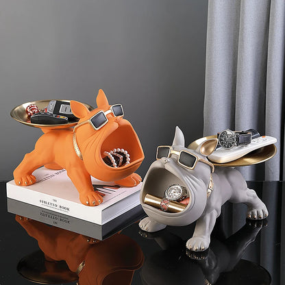 Bulldog Figurine Dog Statue Storage Box