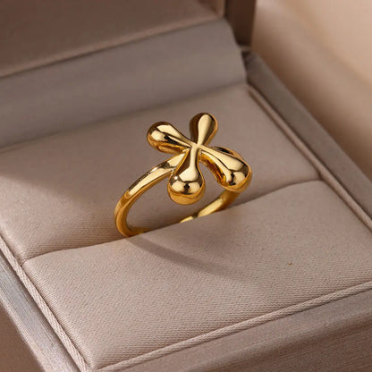 Gold Color Cute Bubble Letters Rings