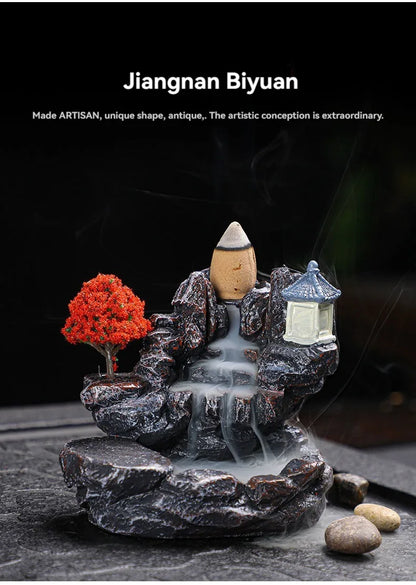 Porte-encens à refoulement, brûleur d'encens en cascade, décoration d'intérieur, ornement d'aromathérapie, cônes d'encens avec cônes d'encens à refoulement 