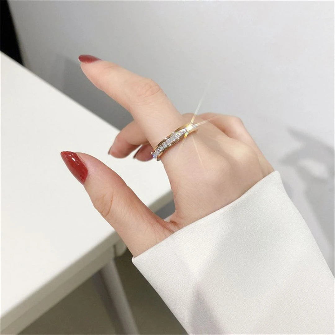 Luxury Double Rowed Square Zircon Ring