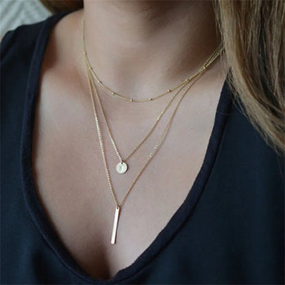 Vintage Layered Metal Bar Necklace