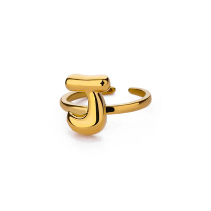 Gold Color Cute Bubble Letters Rings
