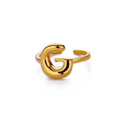 Gold Color Cute Bubble Letters Rings