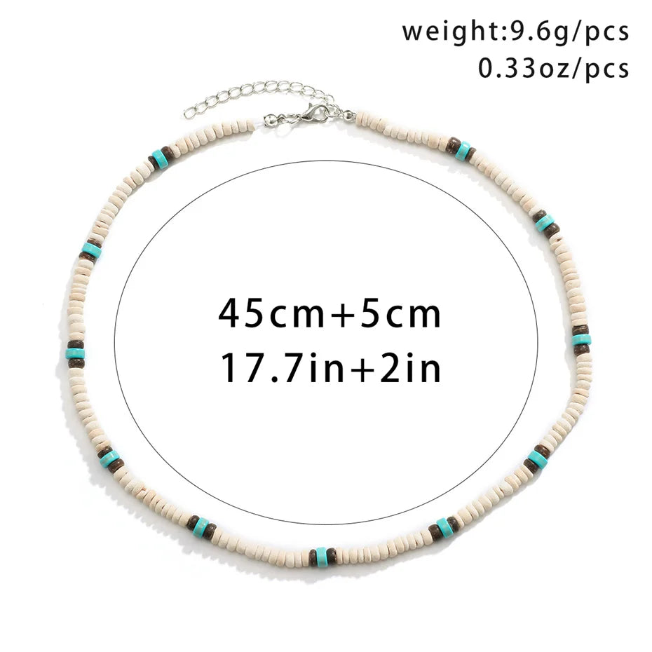 Summer Beach Wooden Beaded Surfer Necklace