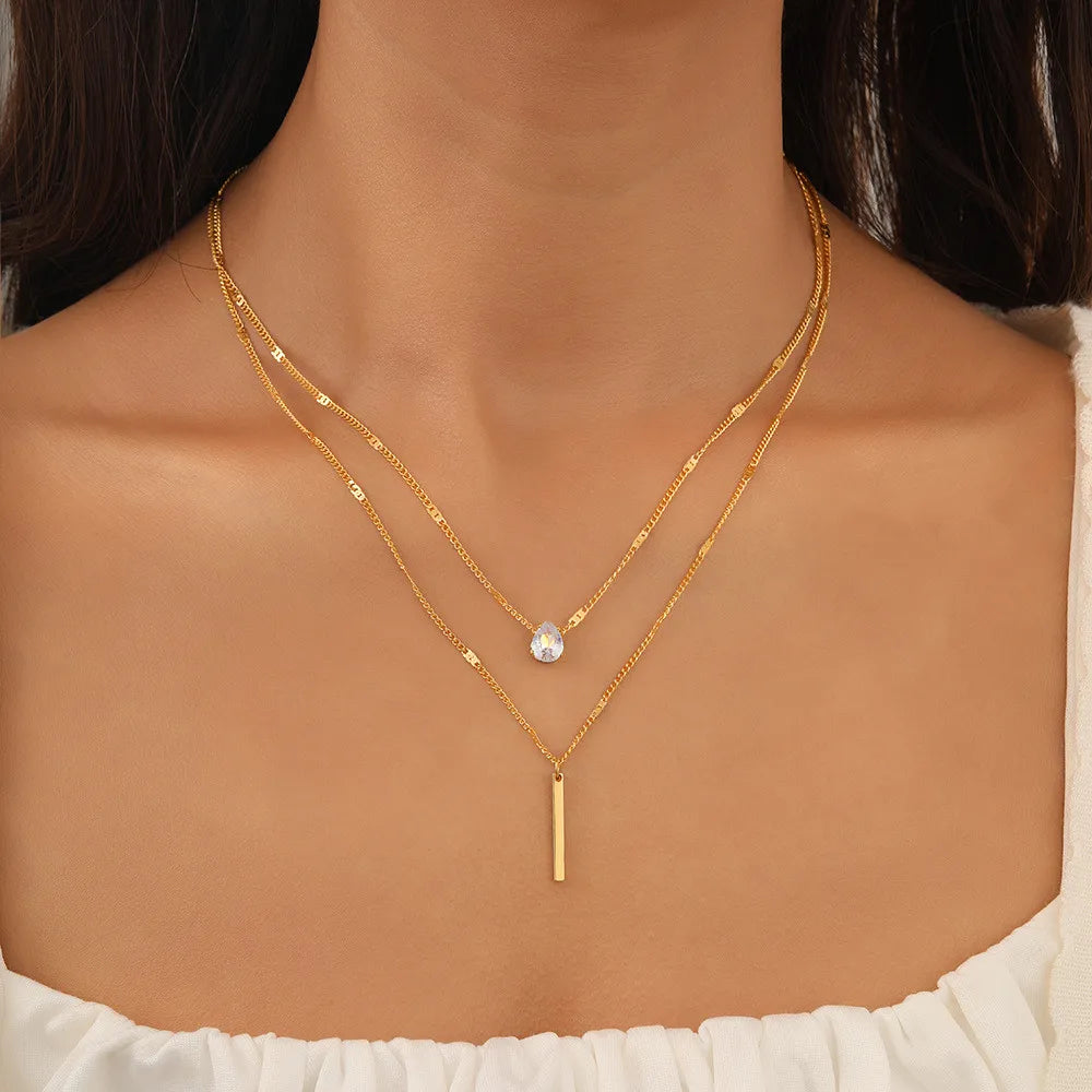 Vintage Layered Metal Bar Necklace