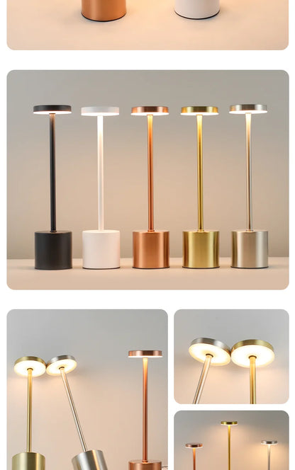 Lámpara de mesa LED con sensor táctil simple, recargable, 3 colores, ajustable, luz ambiental creativa para mesita de noche, decoración de habitación 