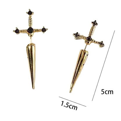 Hip Hop Cross Sword Stud Earrings