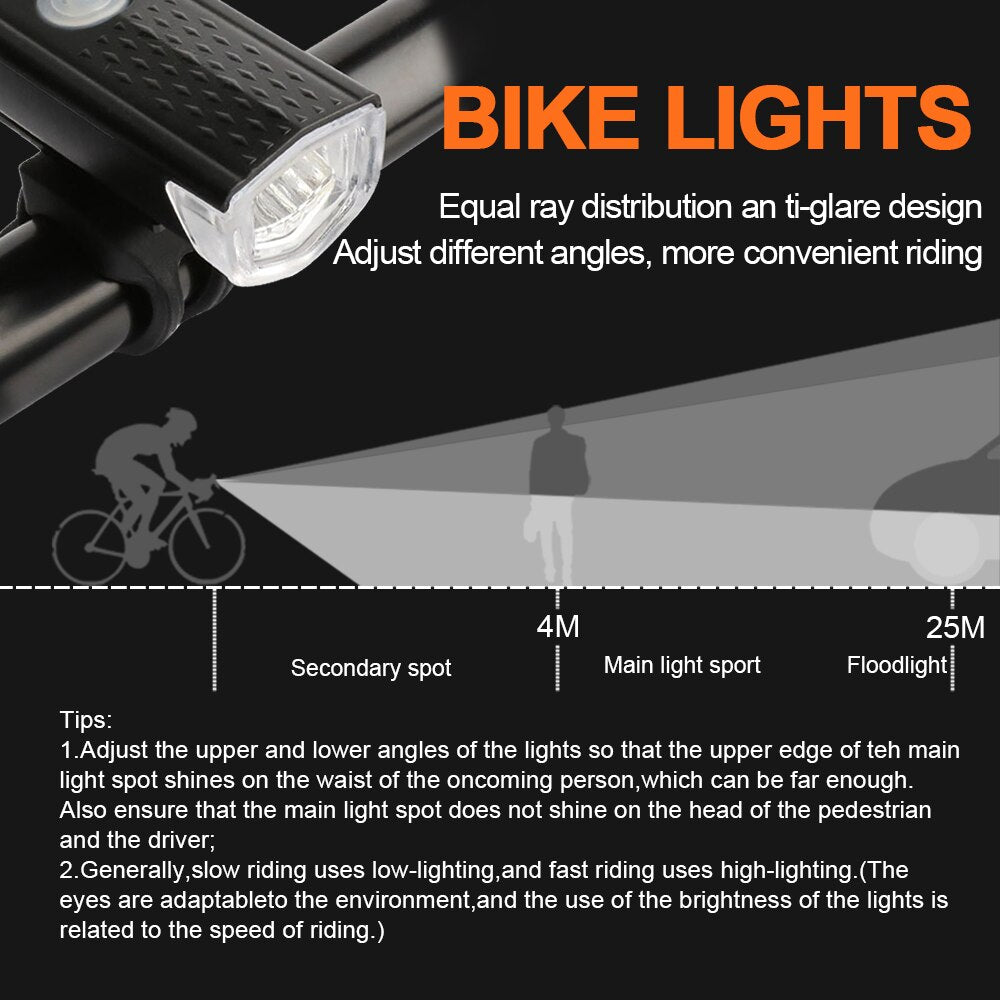 USB Rechargeable Bike Light Set Front Light - BestShop
