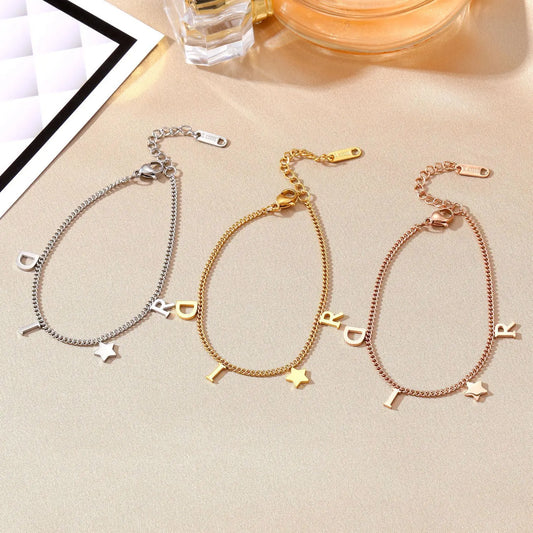 Korea New Fashion Letter Star Pendant Bracelet
