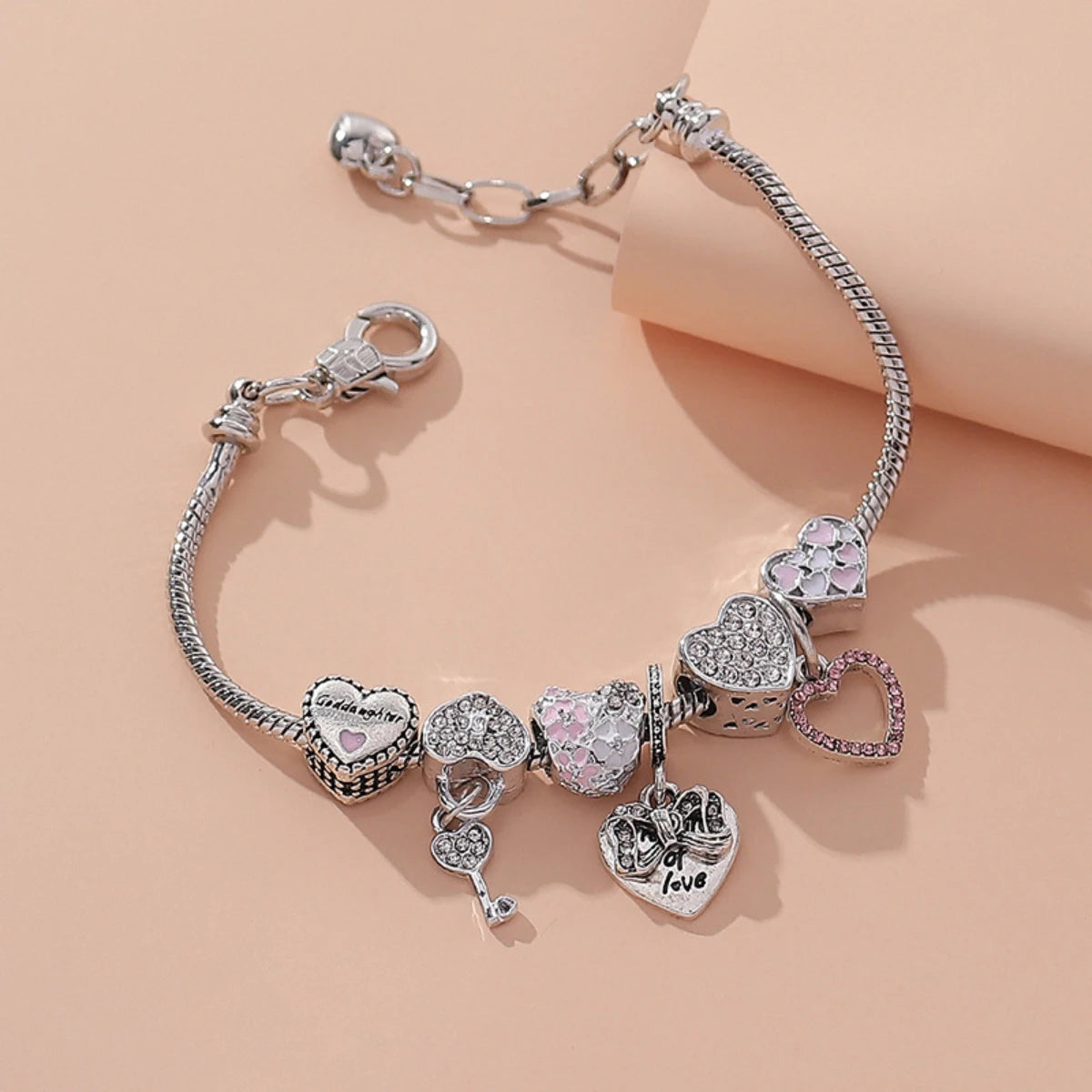 Multi-Element Beaded Love Pan Family Bracelet
