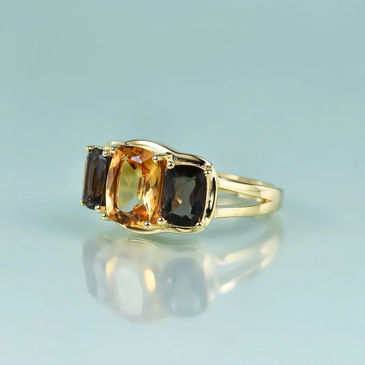 Smoky Quartz and Citrine Ring