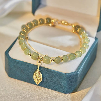 Double Layer Light Green Stone Bracelet