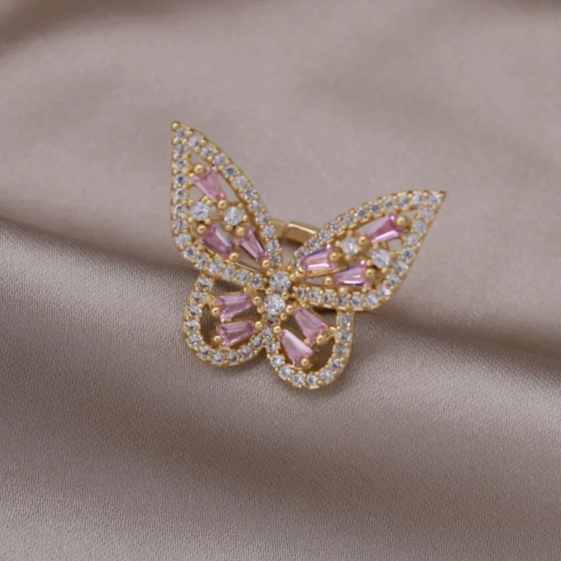 14K Gold Plated Double Love Crystal Ring